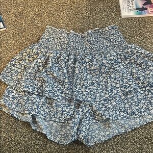 Blue Floral Smocked Shorts